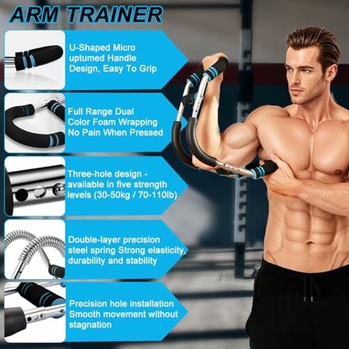 Mann trainiert mit Armtrainer im Fitnessstudio.