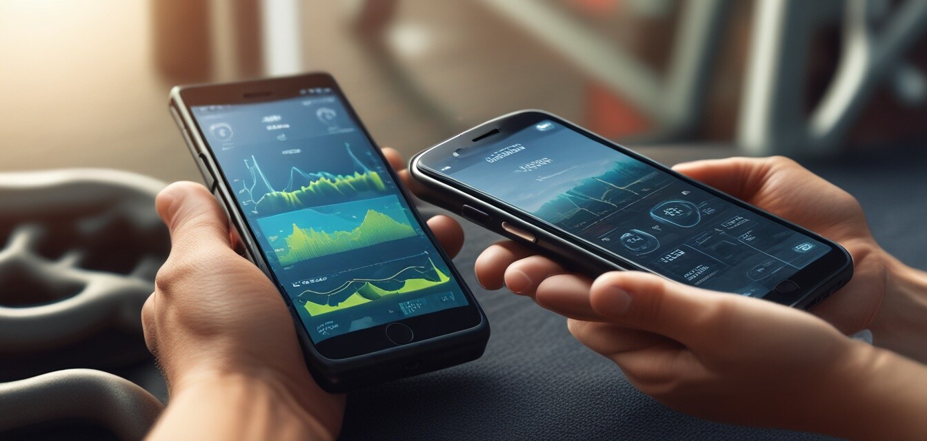 Smartphone showing fitness app data with wearable device