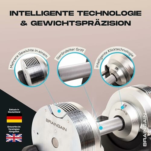 Verstellbare Hantel mit intelligenter Technologie und Gewichtspräzision.