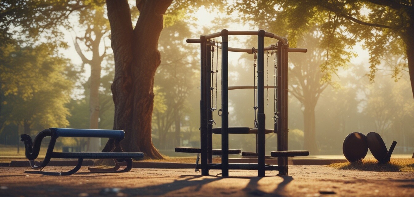 Variety of outdoor fitness equipment